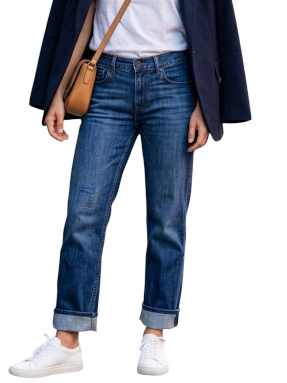 Banana Republic New Boyfriend Jeans 33W, 29L Blue Premium Denim Cuffed Cropped